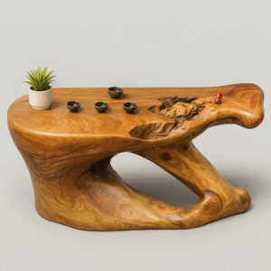 Drift Arc – Solid Camphorwood Tea Table