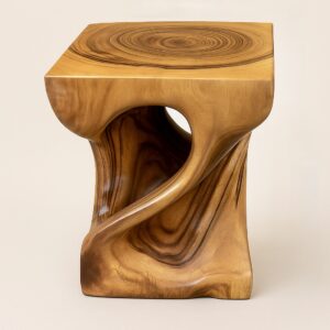 Flow Form – Square Camphorwood Stool