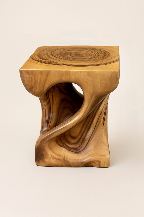 Flow Form – Square Camphorwood Stool